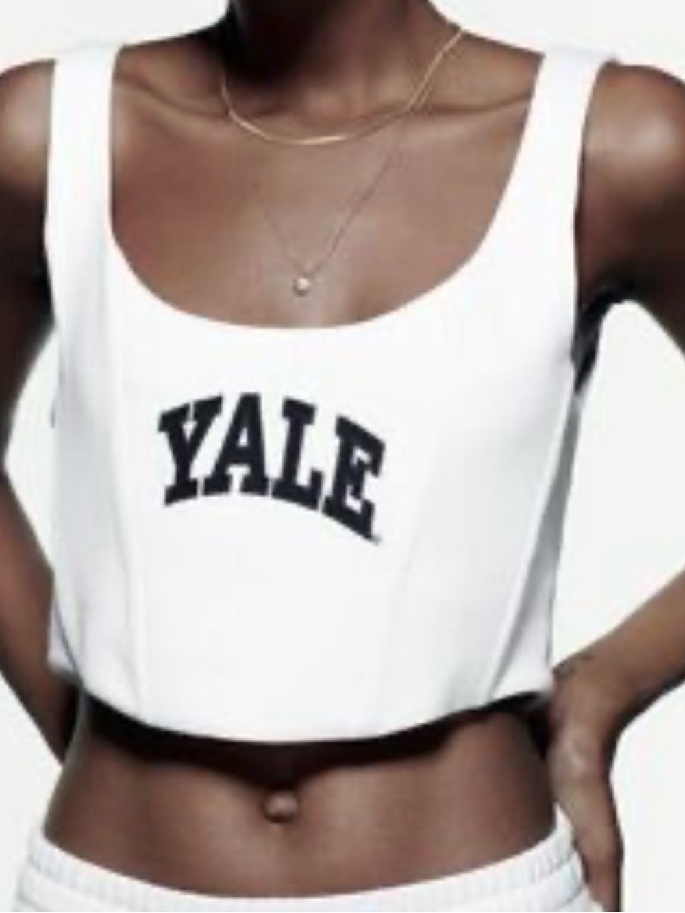 YALE University Colab with Zara White  Cropped Tank ribbing corset
